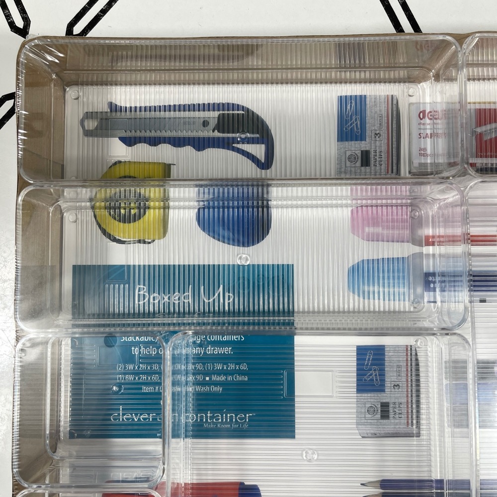 Stackable Drawer Organizer Clear Plastic Office Desk Supply Holder - Picture 4 of 7